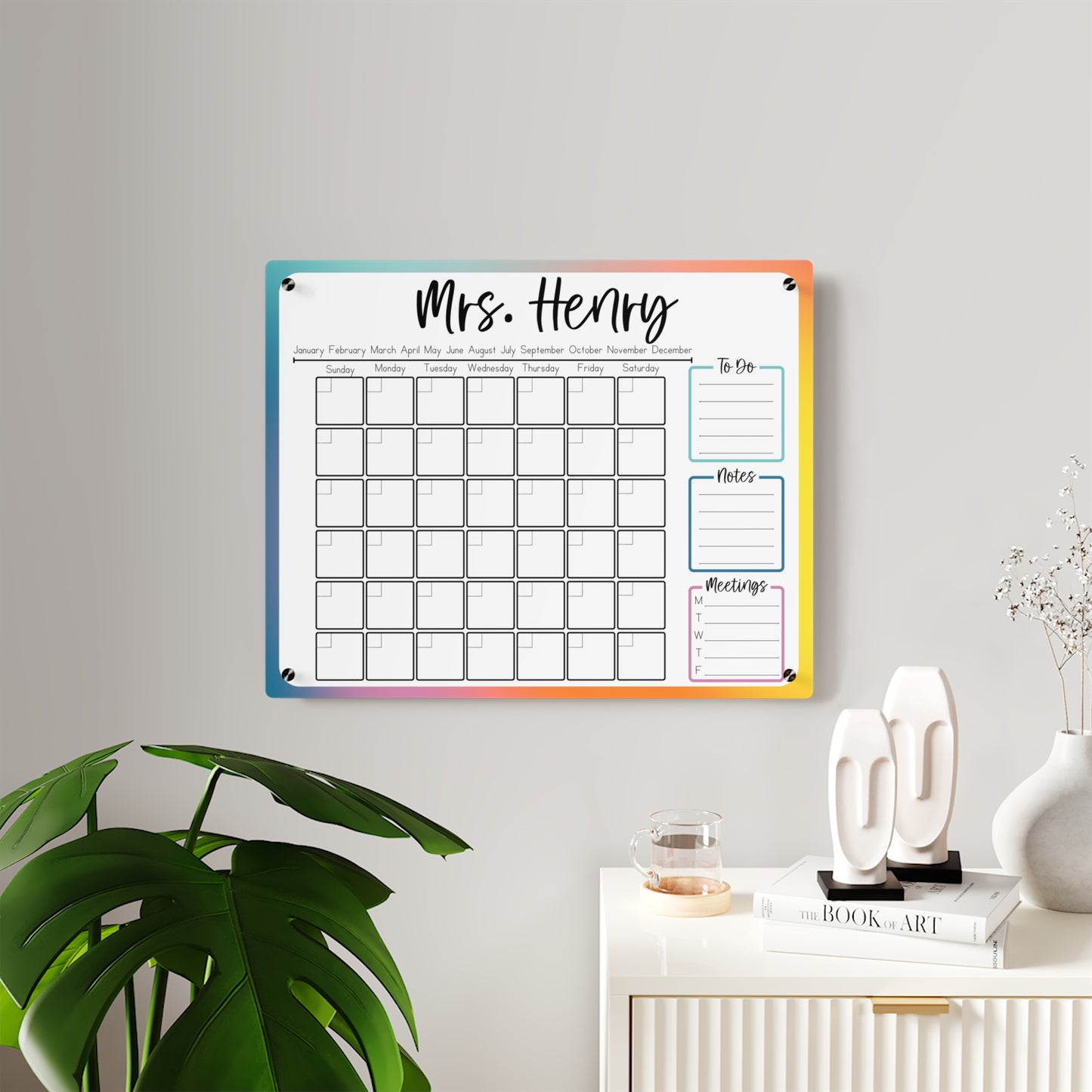 Watercolor Glow Custom Acrylic Wall Calendar (20 x 16)