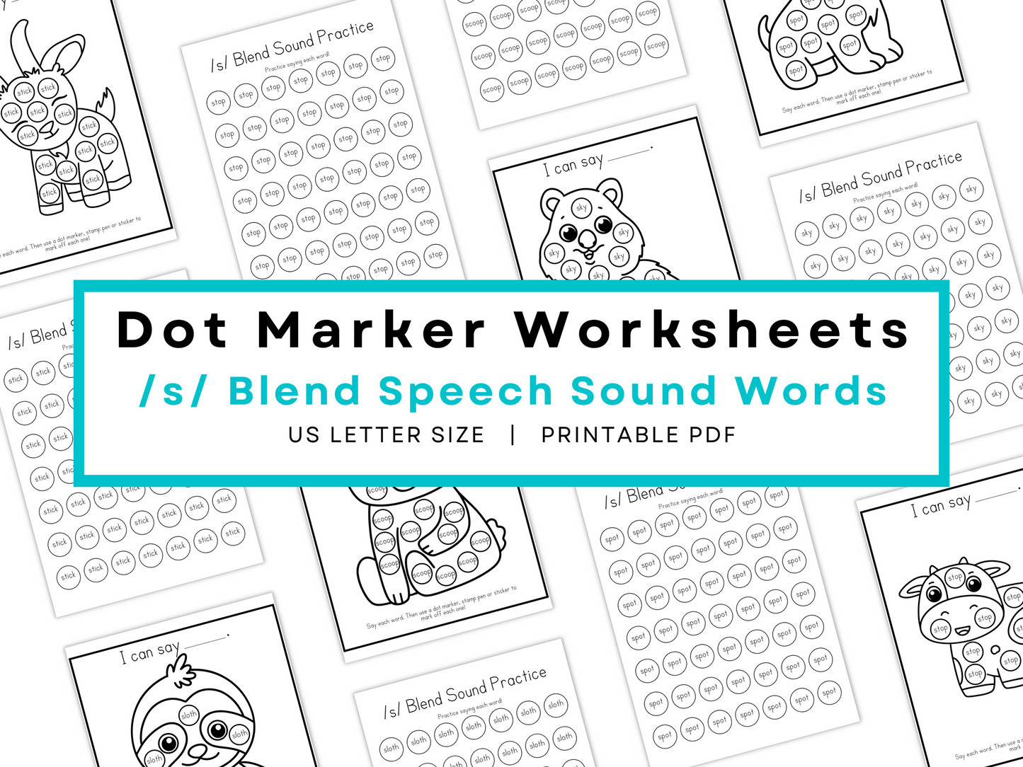Dot Marker Speech Sound Practice Coloring Pages | /s/ Blend Sound Words