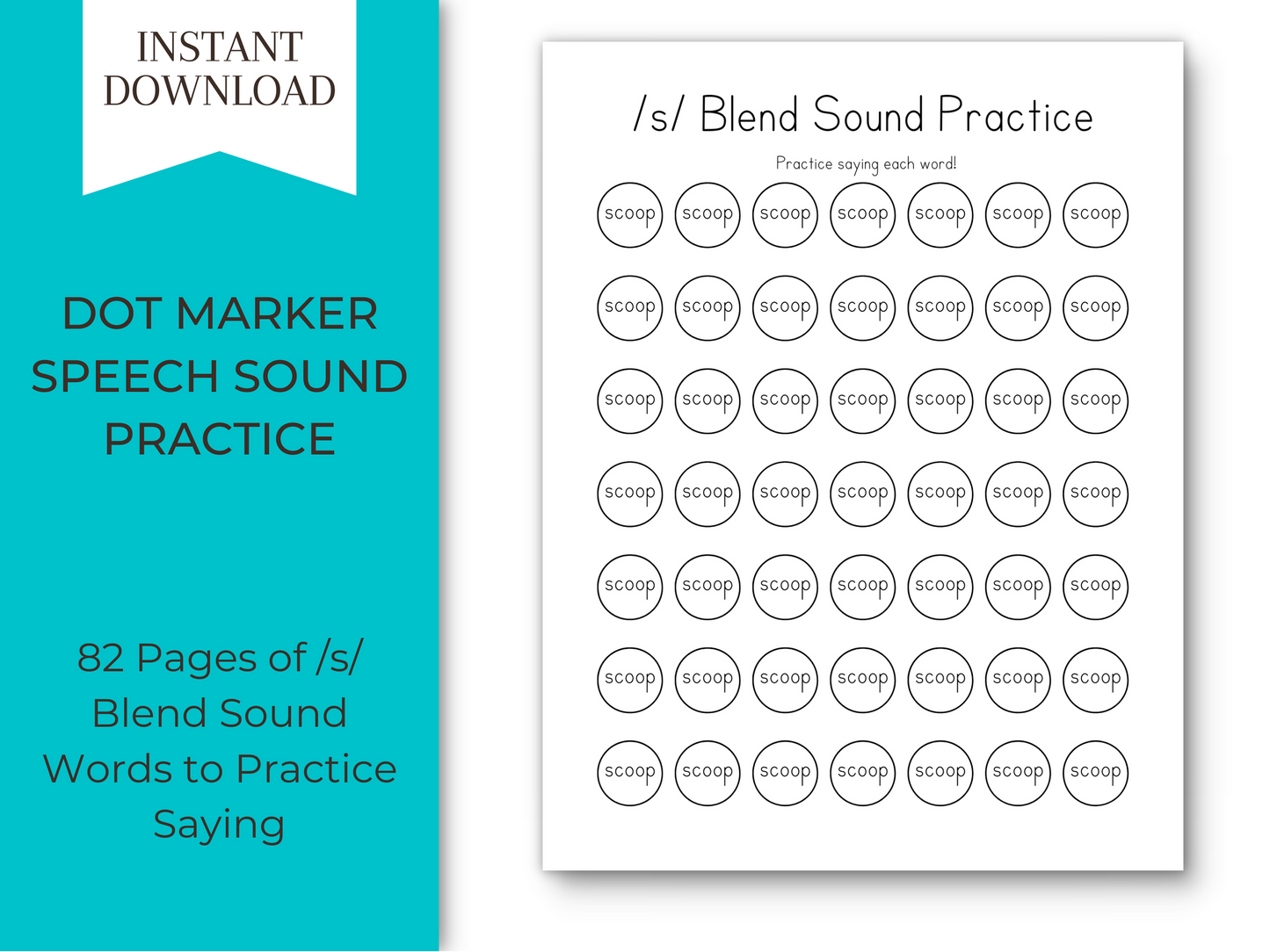 Dot Marker Speech Sound Practice Coloring Pages | /s/ Blend Sound Words