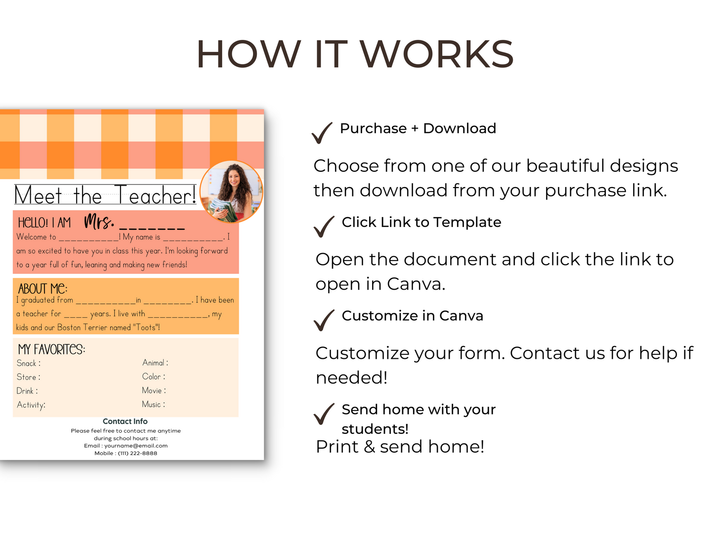 Meet the Teacher Letter Template - Gingham