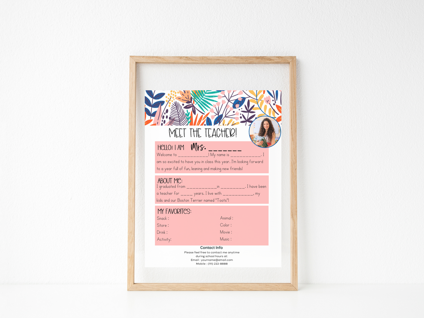Meet the Teacher Letter Template - Floral