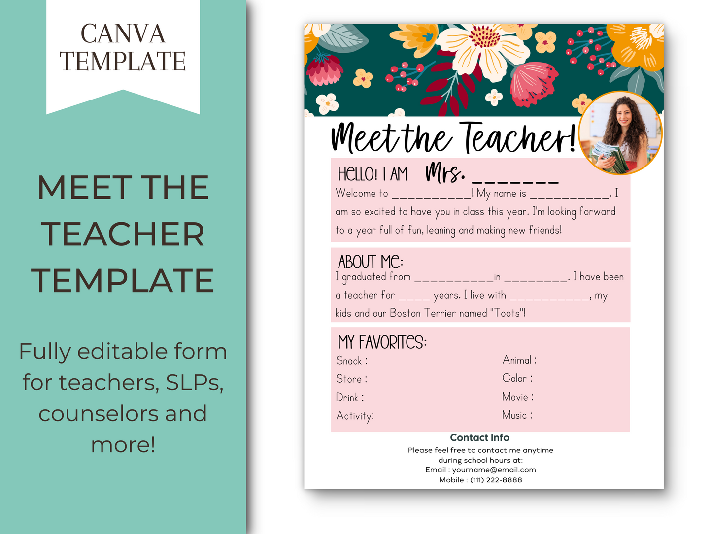 Meet the Teacher Letter Template - Floral
