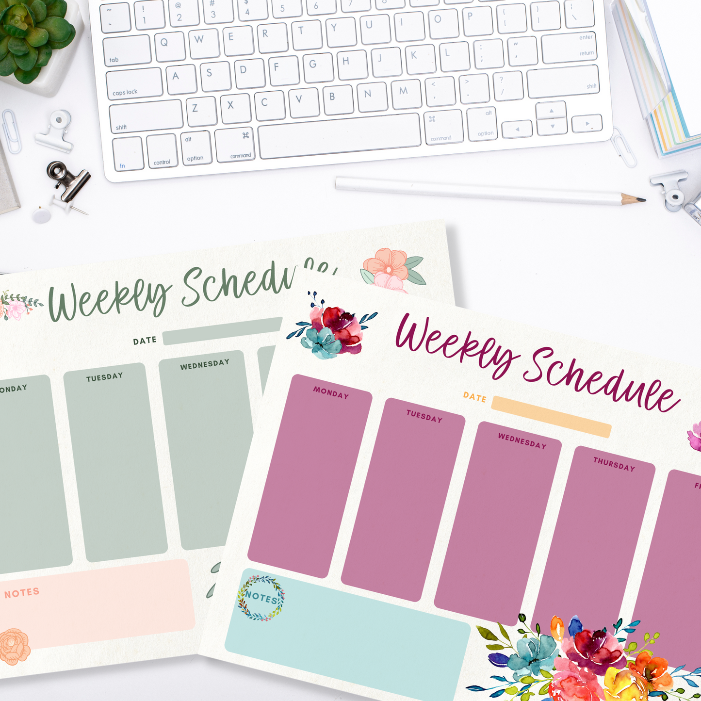 Floral Weekly Schedule Planner Notepad (8.5 x 11)