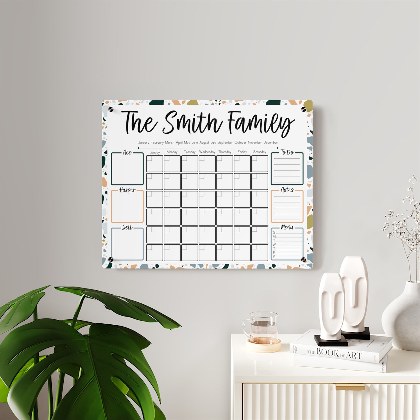 White Terrazzo Custom Acrylic Wall Calendar (20 x 16)
