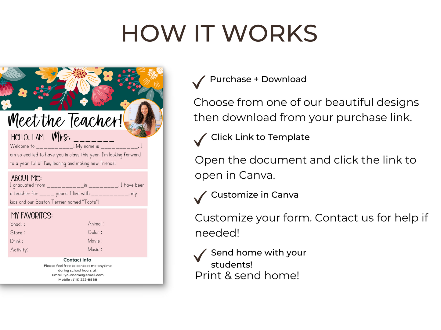Meet the Teacher Letter Template - Floral