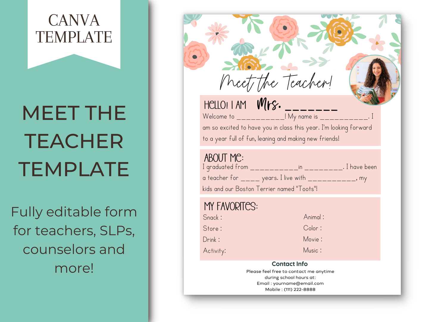 Meet the Teacher Letter Template - Floral