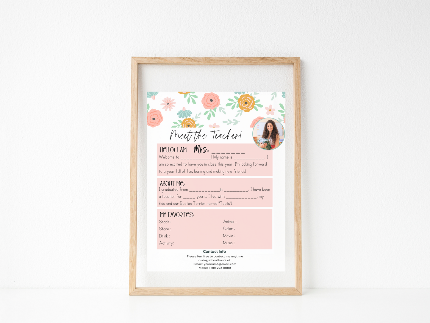 Meet the Teacher Letter Template - Floral