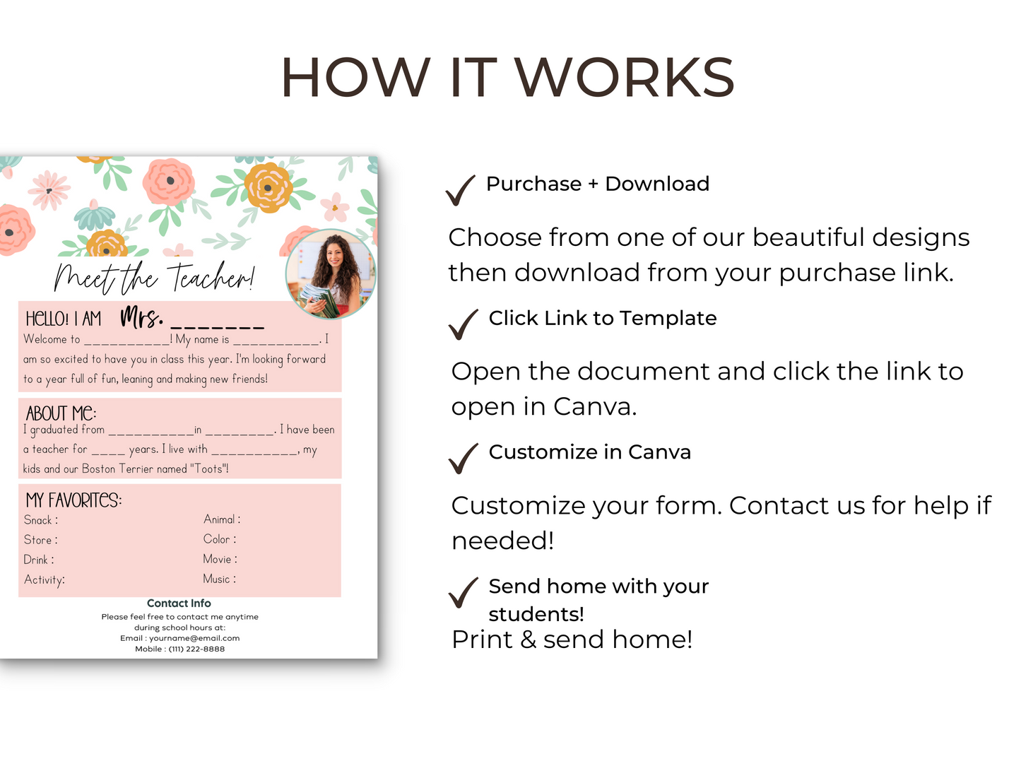Meet the Teacher Letter Template - Floral