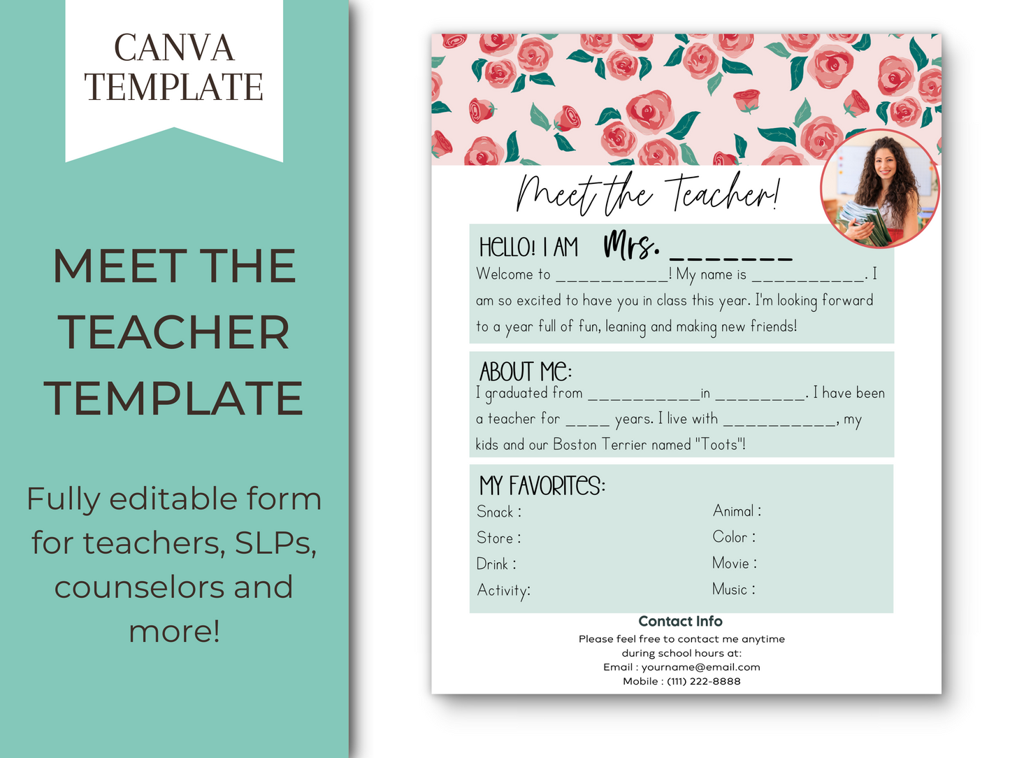 Meet the Teacher Letter Template - Floral