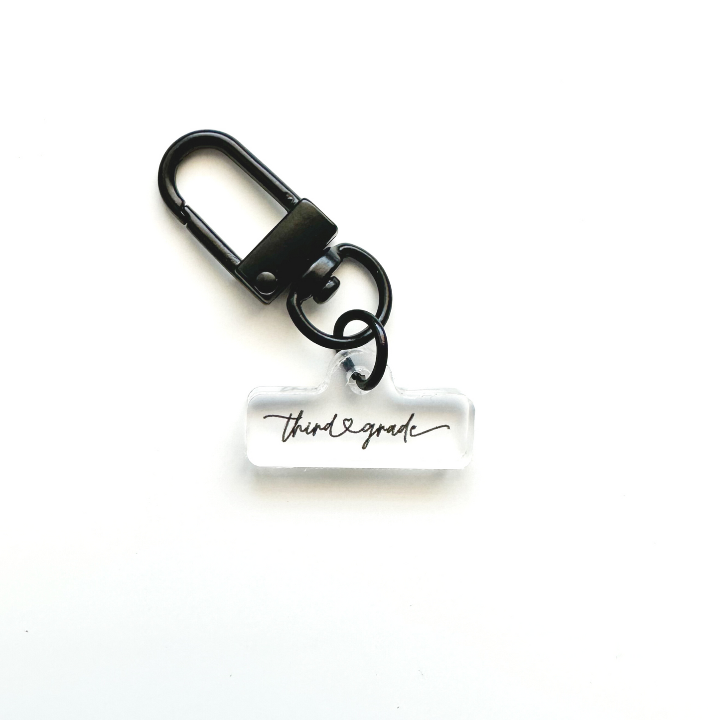 Third Grade Love Script Badge Charm
