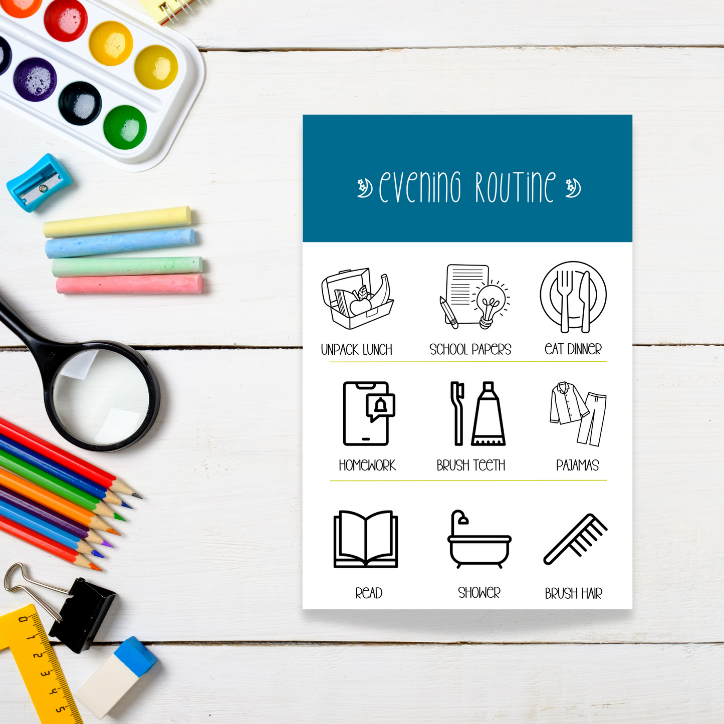 Basic Evening Routine Sticky Notes (4 x 6 in)