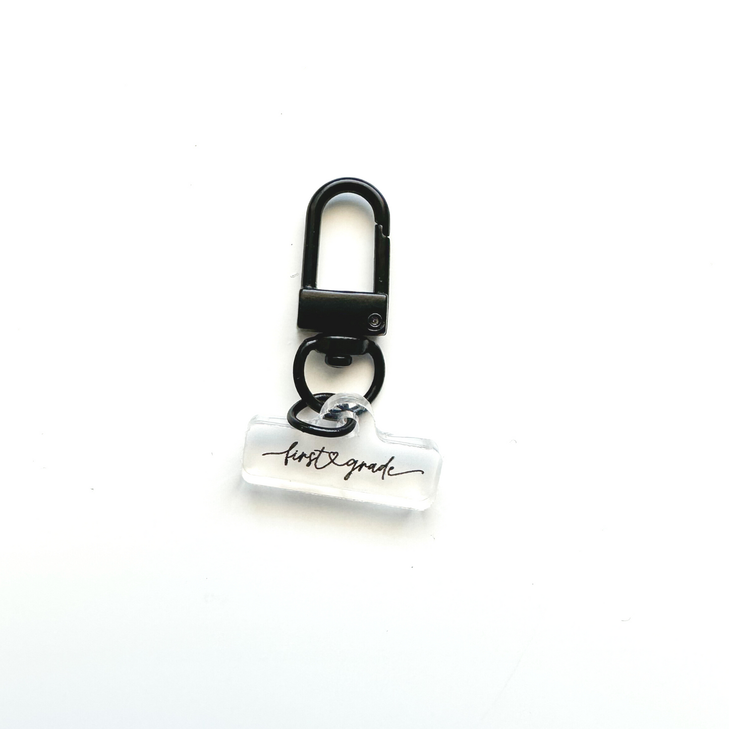 First Grade Love Script Badge Charm