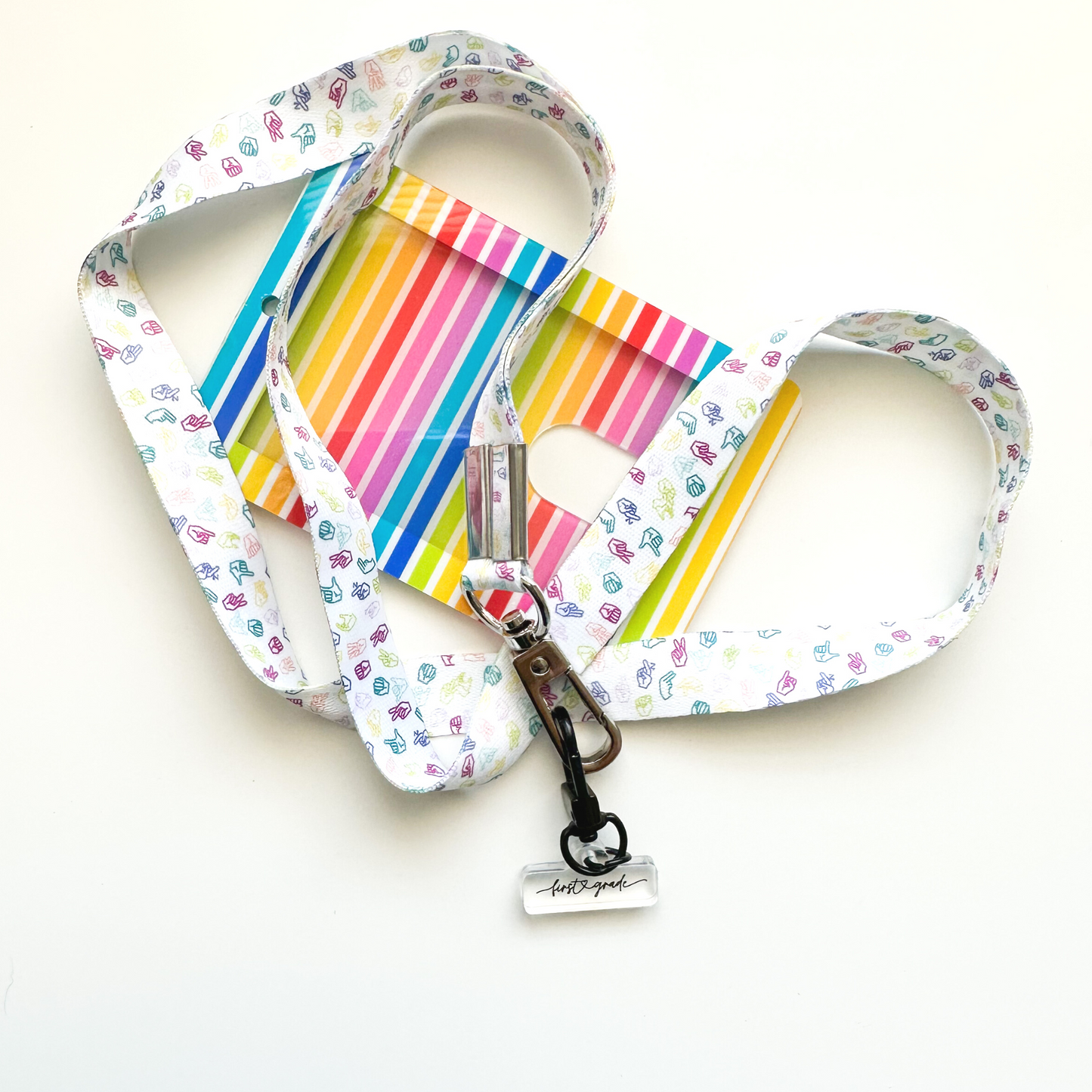 First Grade Love Script Badge Charm