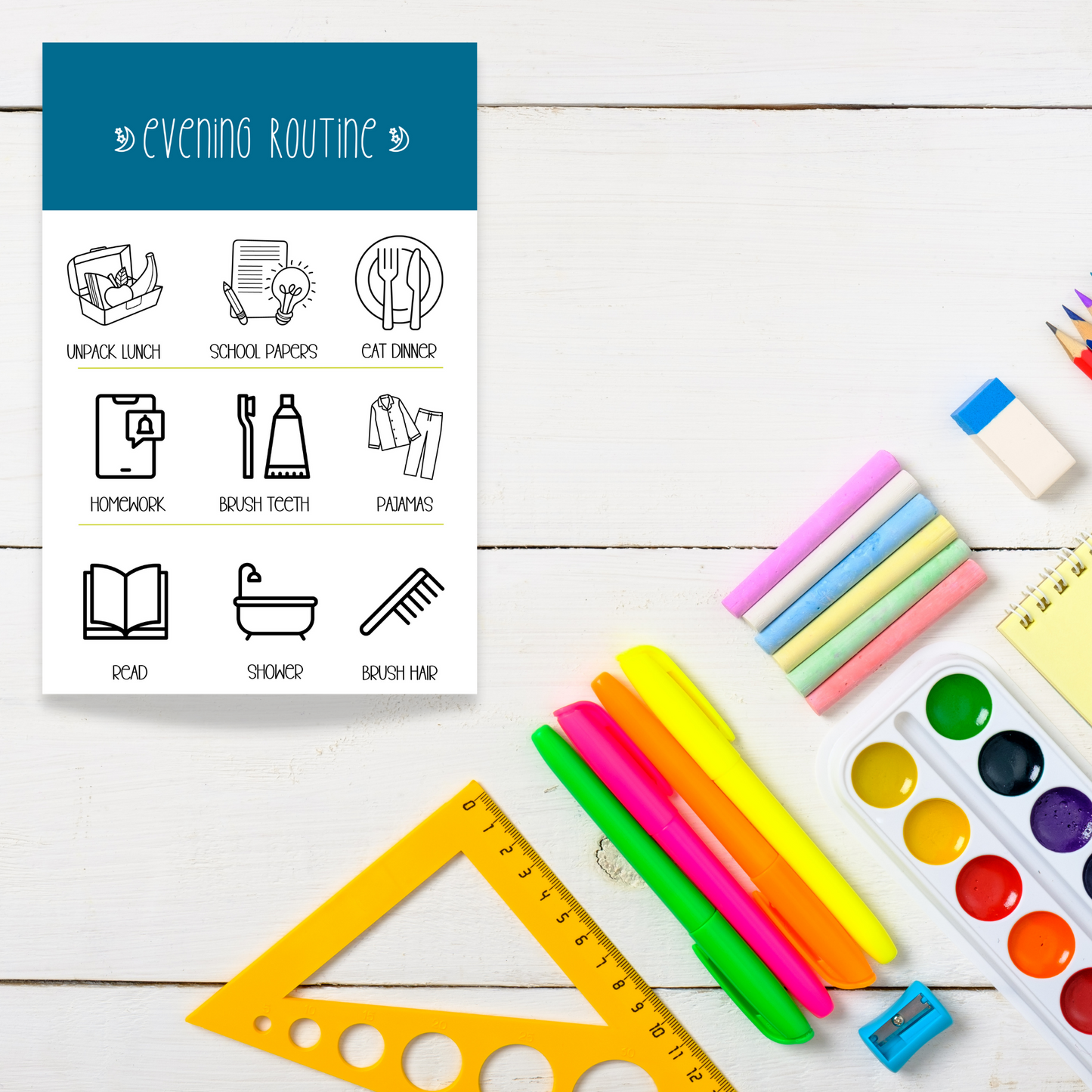 Basic Evening Routine Sticky Notes (4 x 6 in)