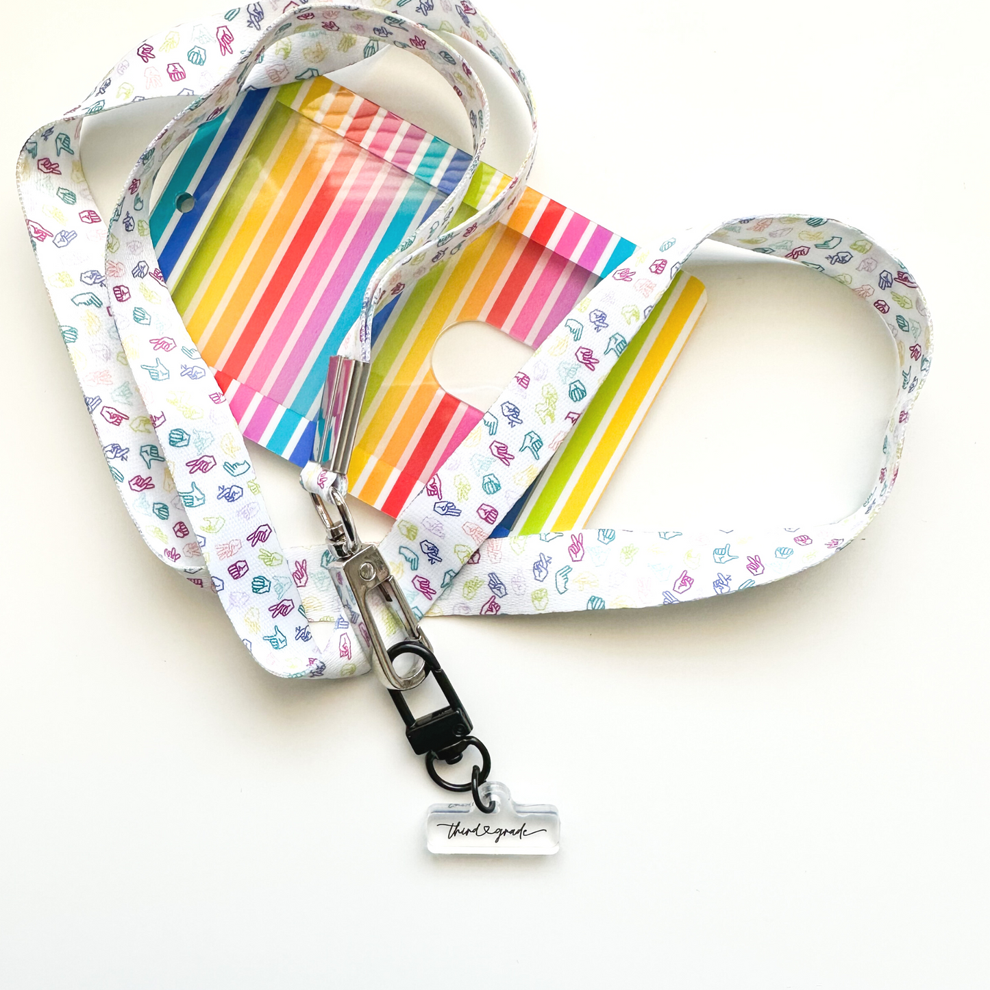 Third Grade Love Script Badge Charm