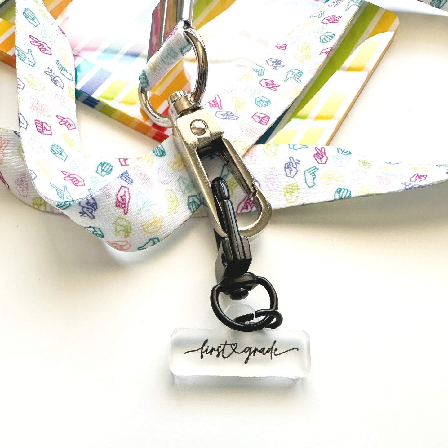 First Grade Love Script Badge Charm