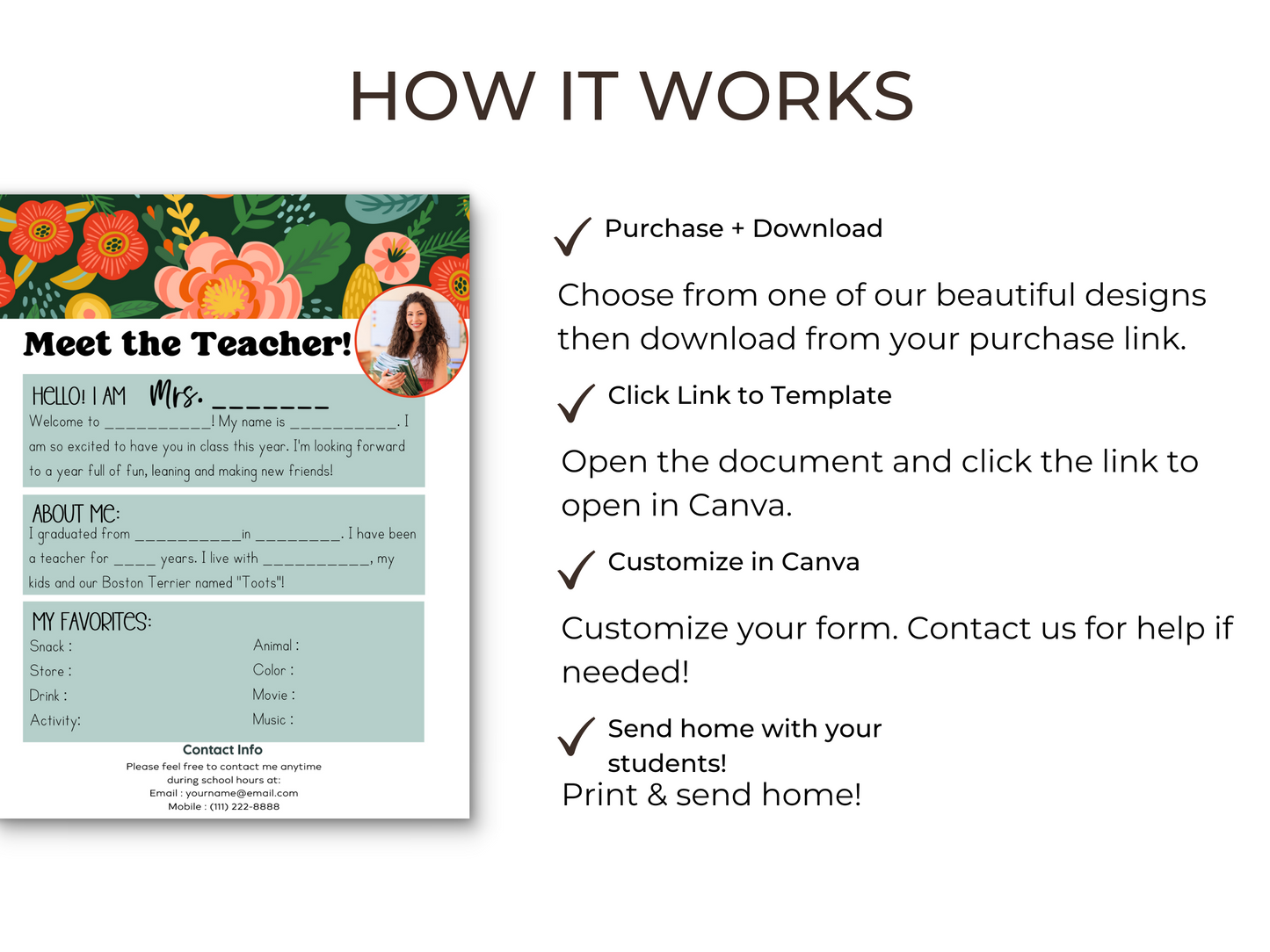 Meet the Teacher Letter Template - Floral