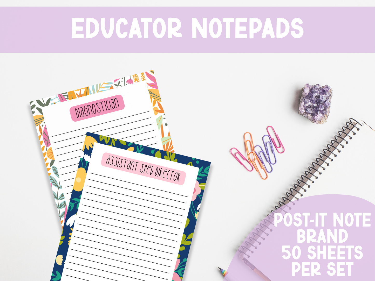 Floral Professional Title Notepads