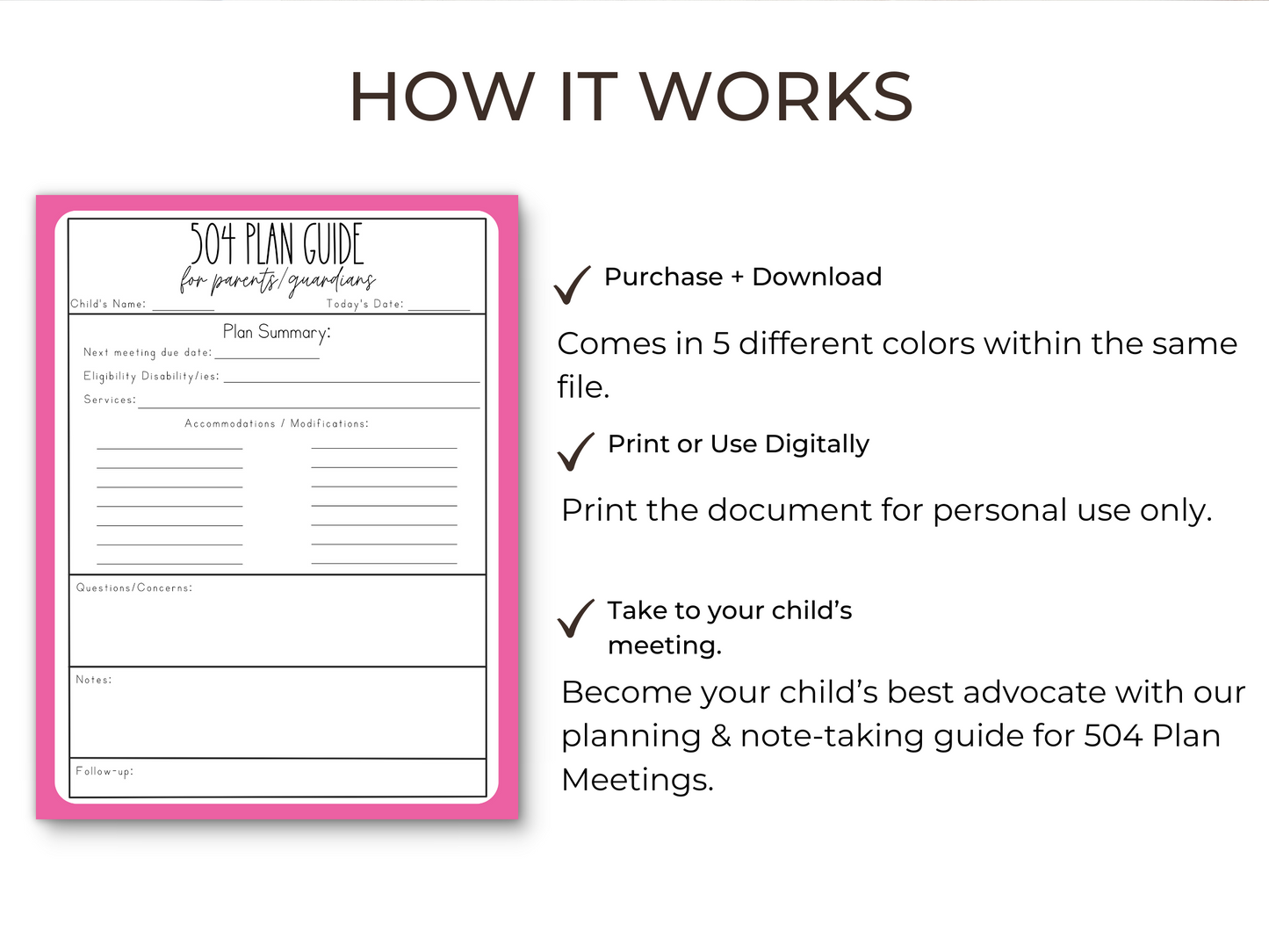 Digital Download 504 Plan Guide