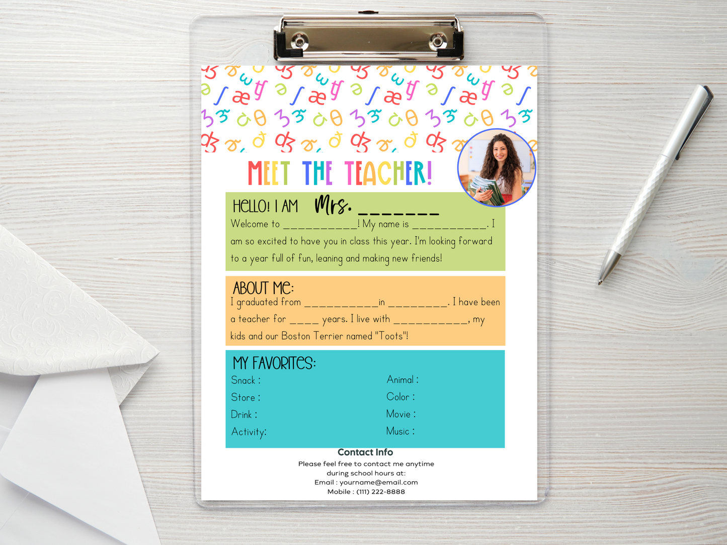 Meet the Teacher Letter Template - IPA