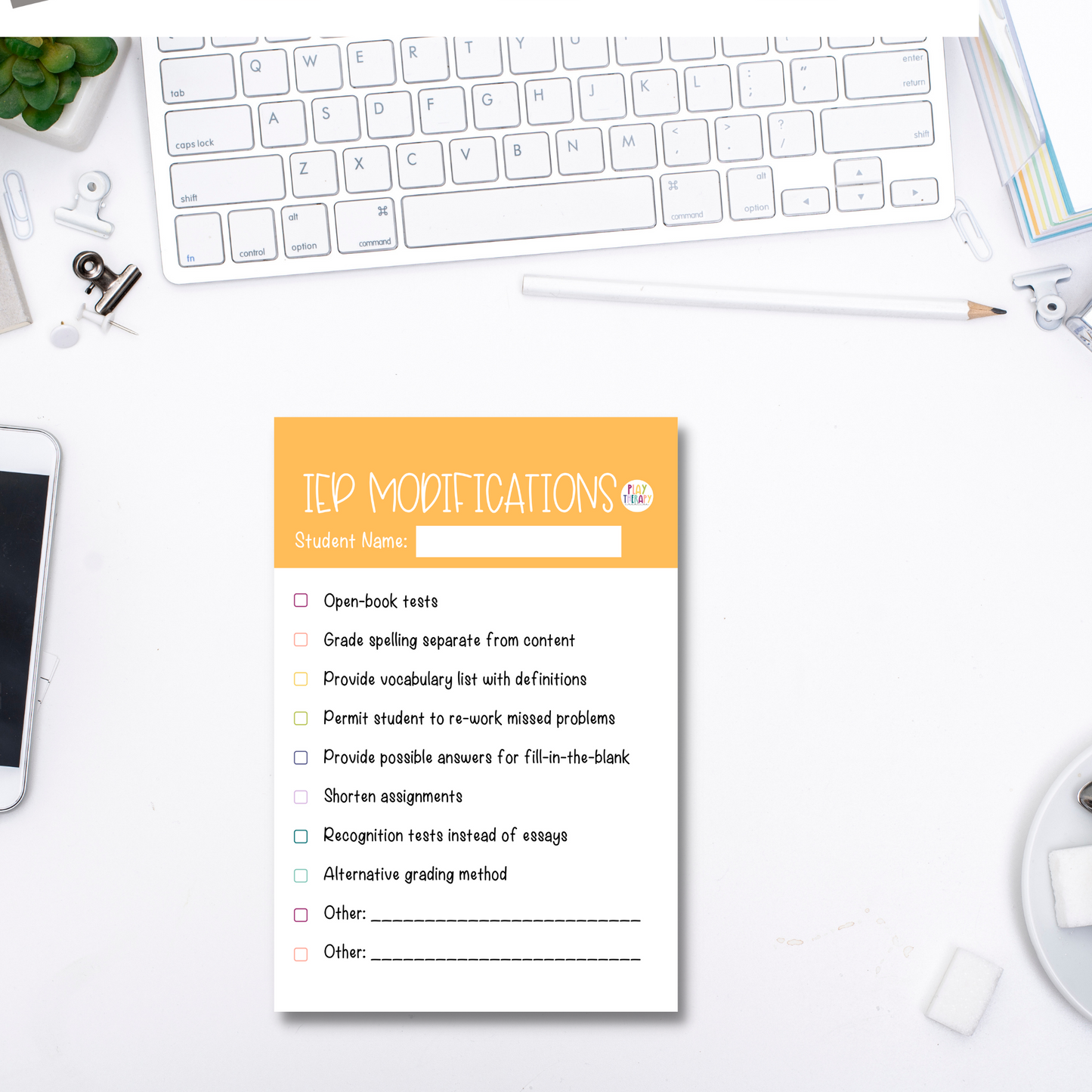 IEP Modification Sticky Notes (4 x 6 in)