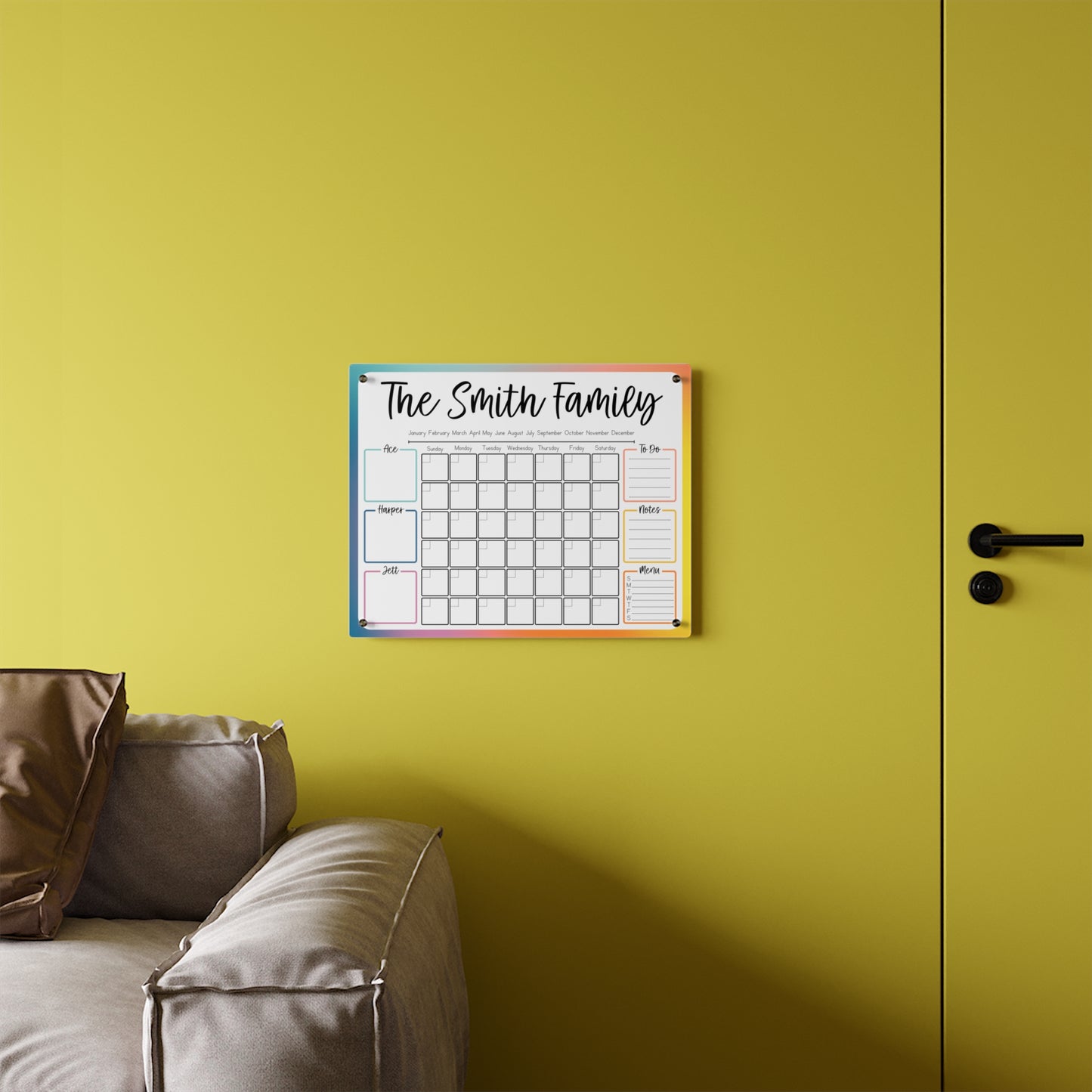 Watercolor Glow Custom Acrylic Wall Calendar (20 x 16)