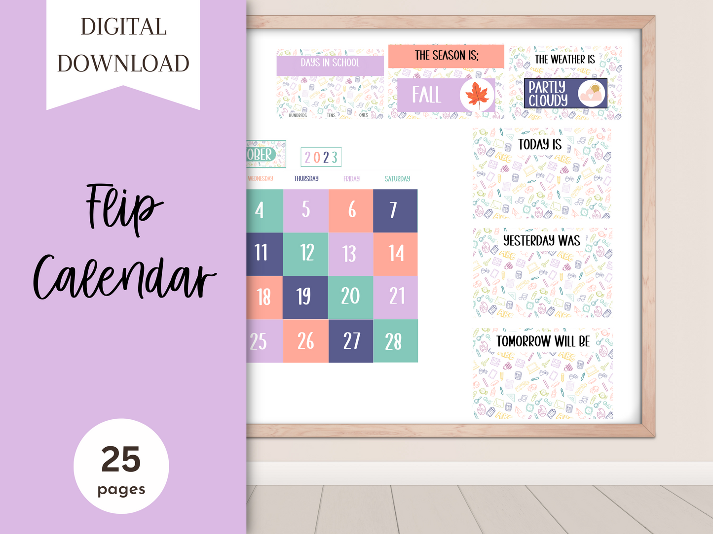 Elementary Doodles Classroom Flip Calendar