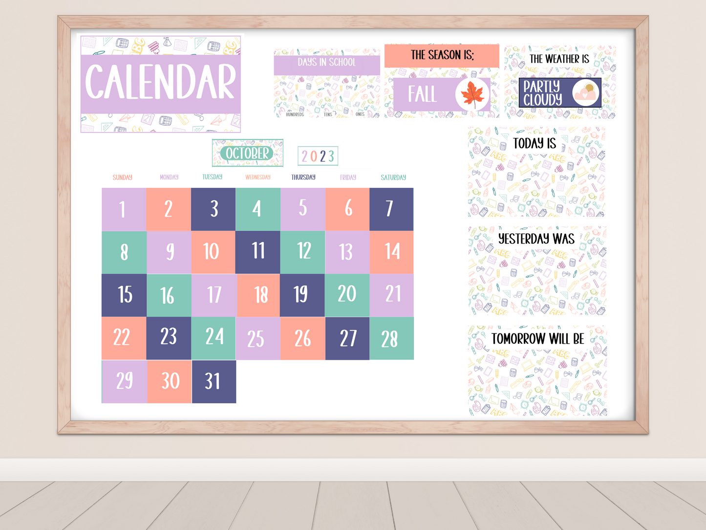 Elementary Doodles Classroom Flip Calendar