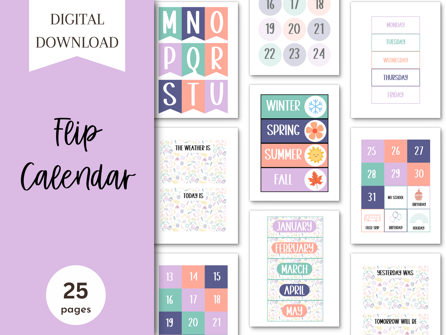 Elementary Doodles Classroom Flip Calendar