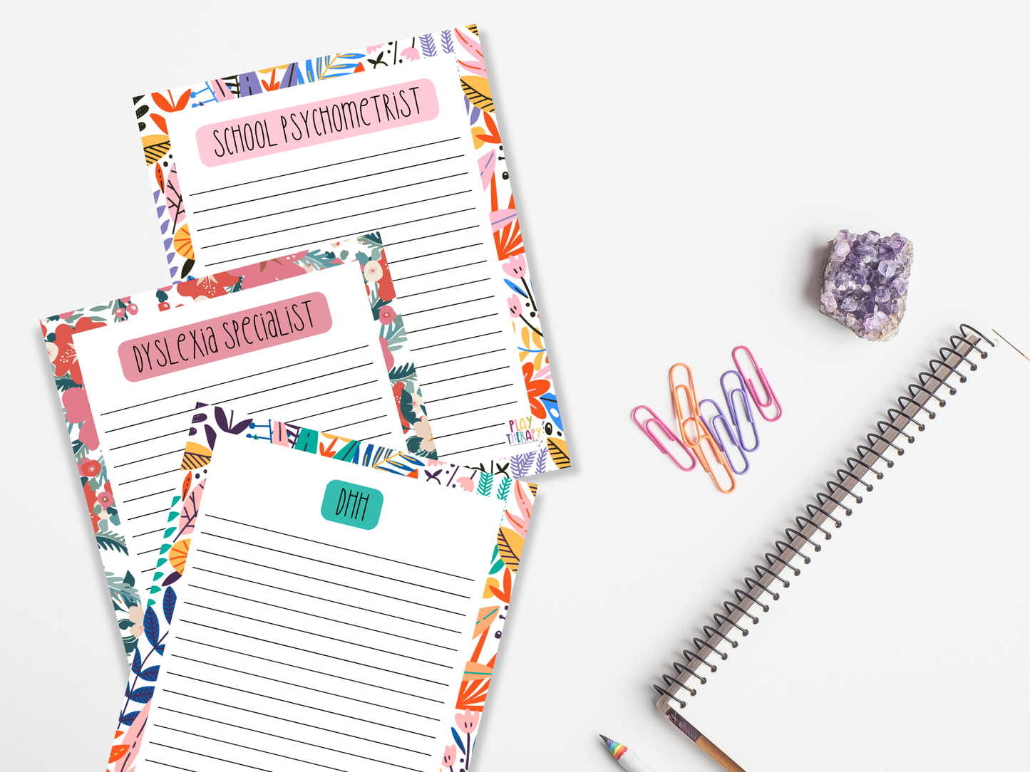 Floral Professional Title Notepads