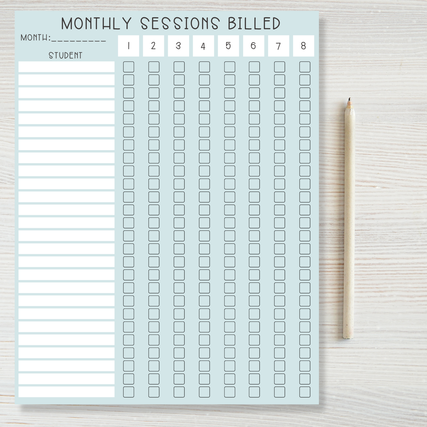 Monthly Billing Checklist Notepads (8.5 x 11)