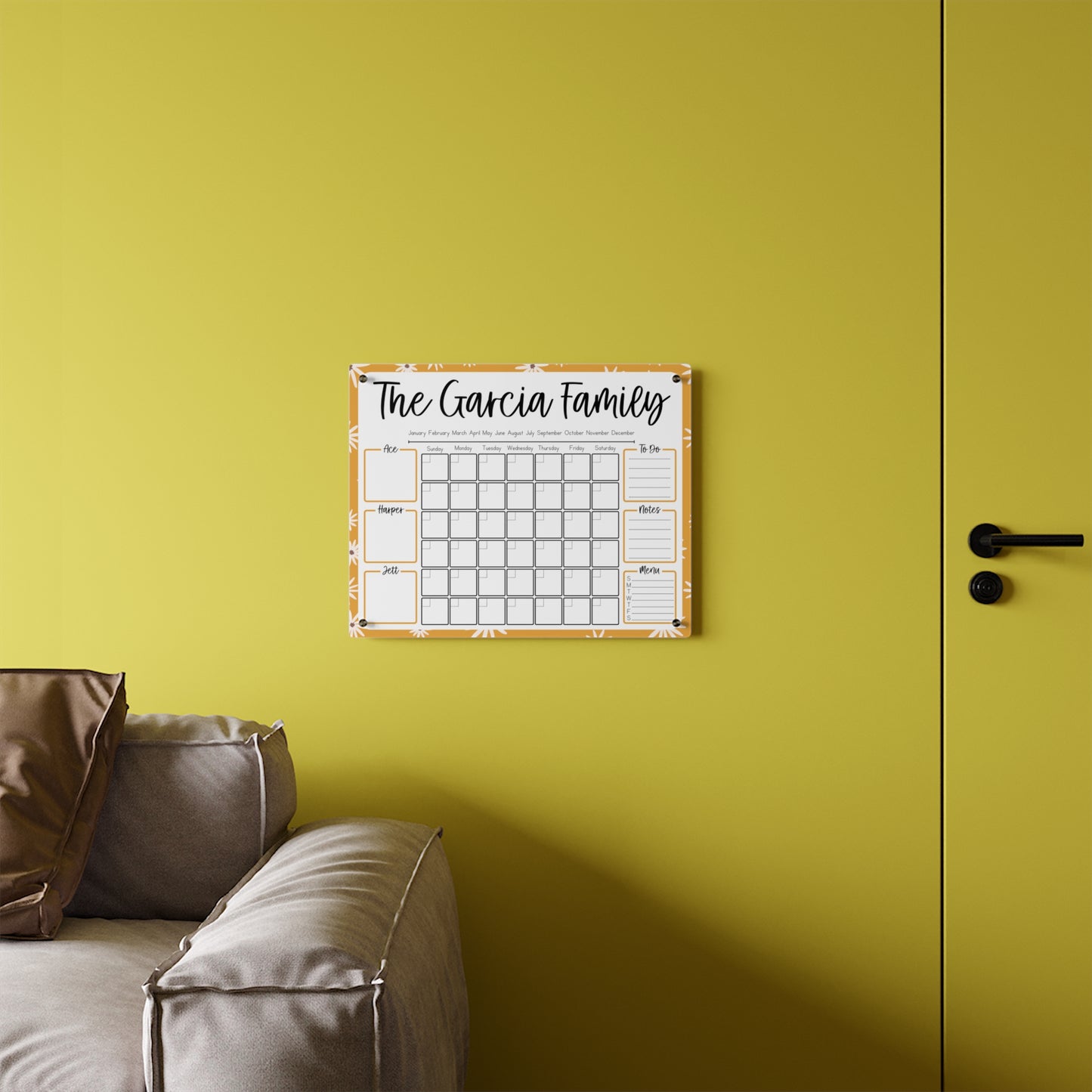 Floral Custom Acrylic Wall Calendar (20 x 16)