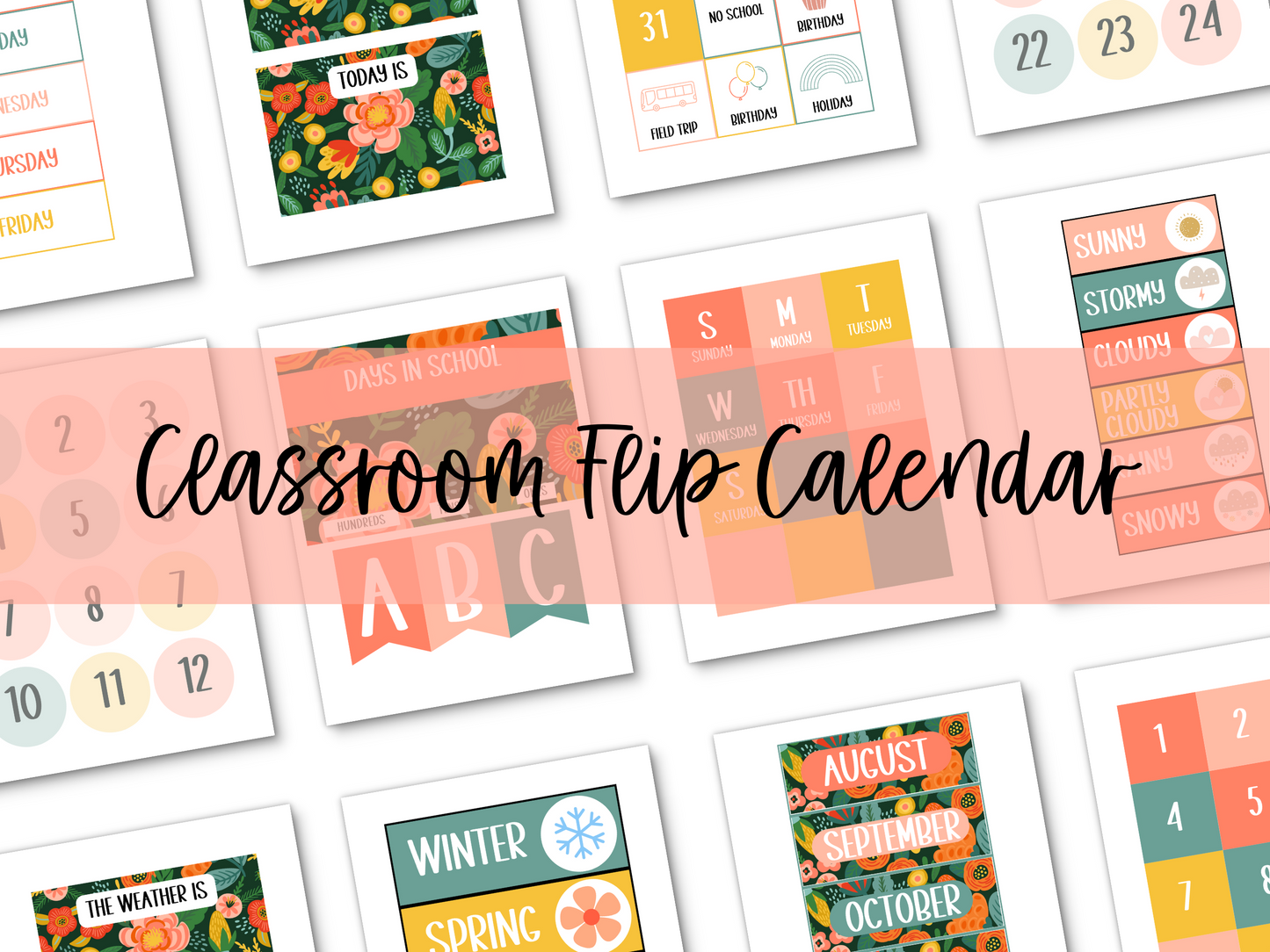 Jungle Floral Classroom Flip Calendar
