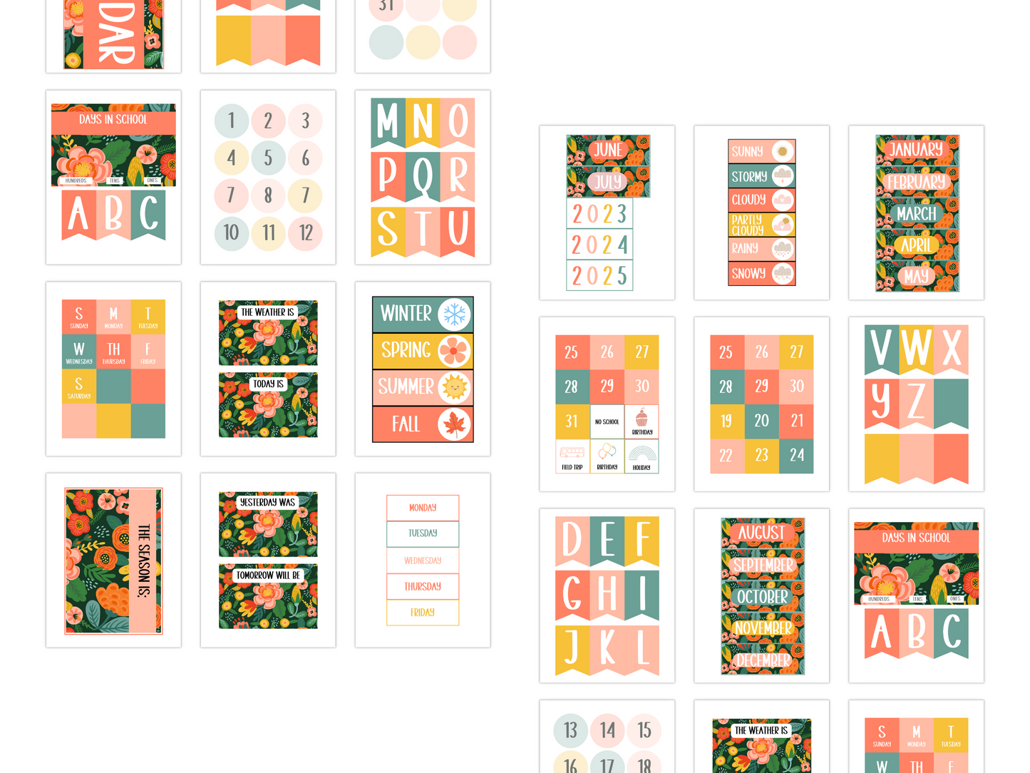 Jungle Floral Classroom Flip Calendar