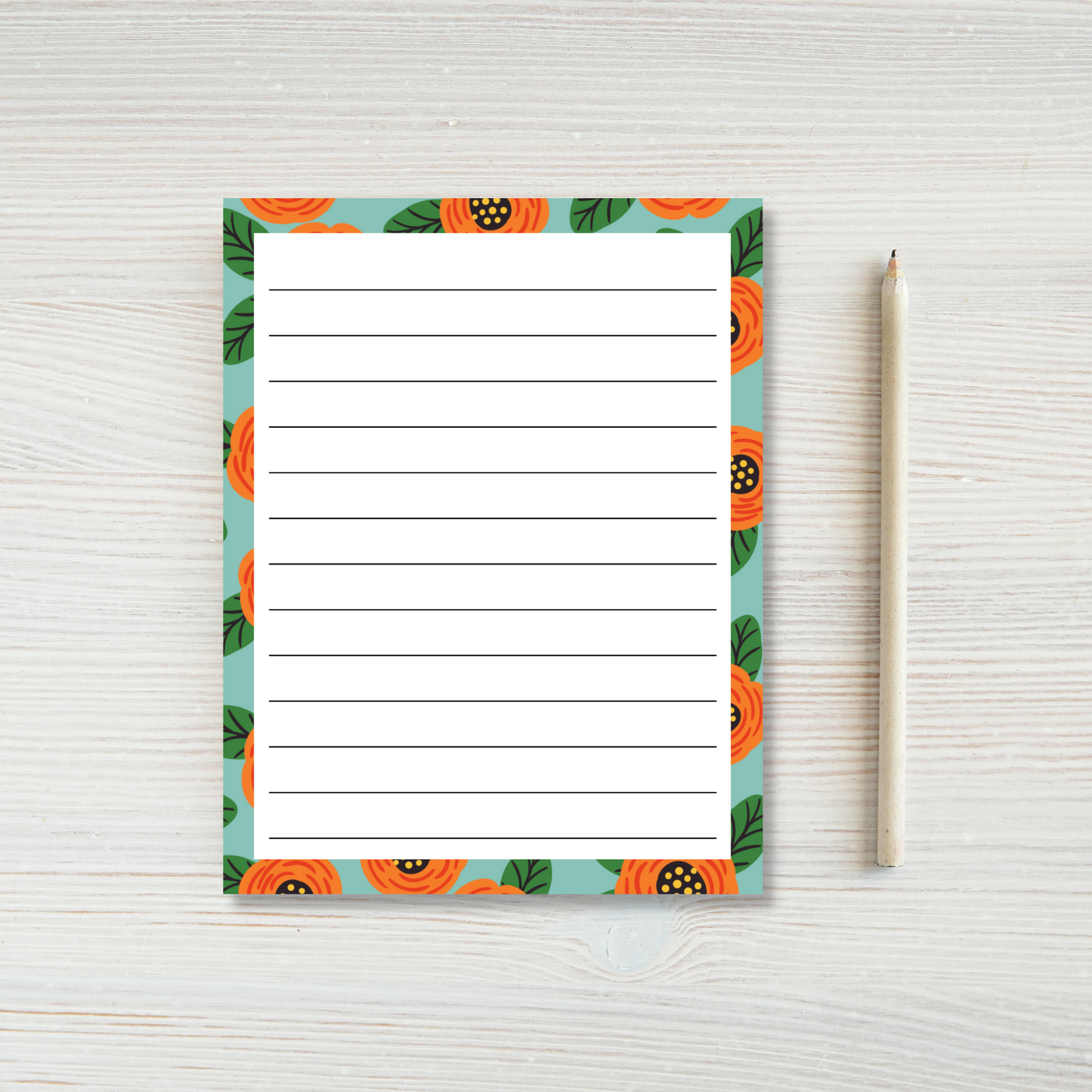 Orange Floral Notepad
