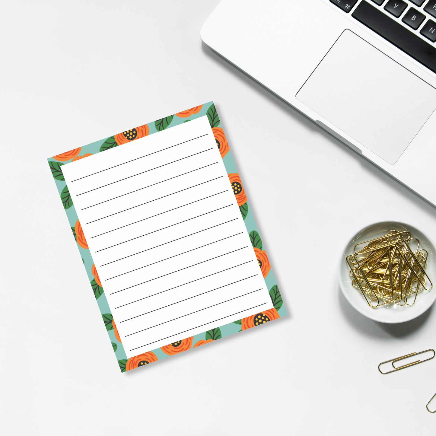 Orange Floral Notepad