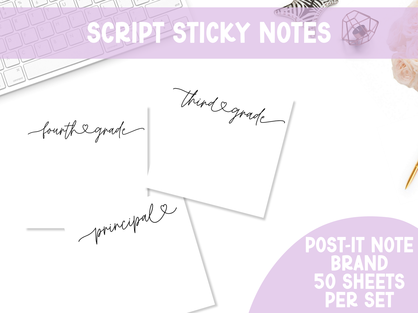 Love Script Professional Title Sticky Notes