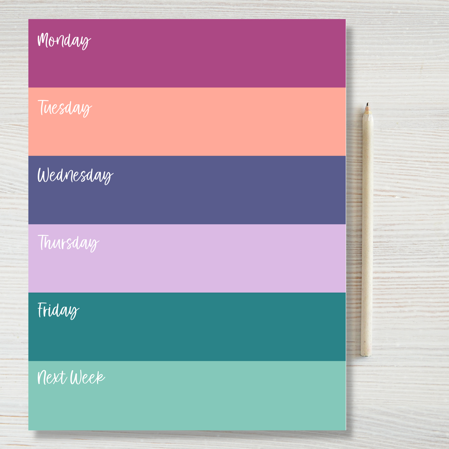 Muted Rainbow Weekly Planner Notepad (8.5 x 11)