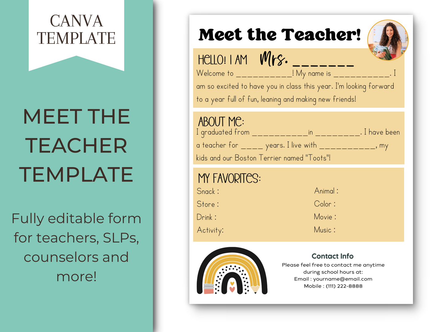 Meet the Teacher Letter Template - Rainbow