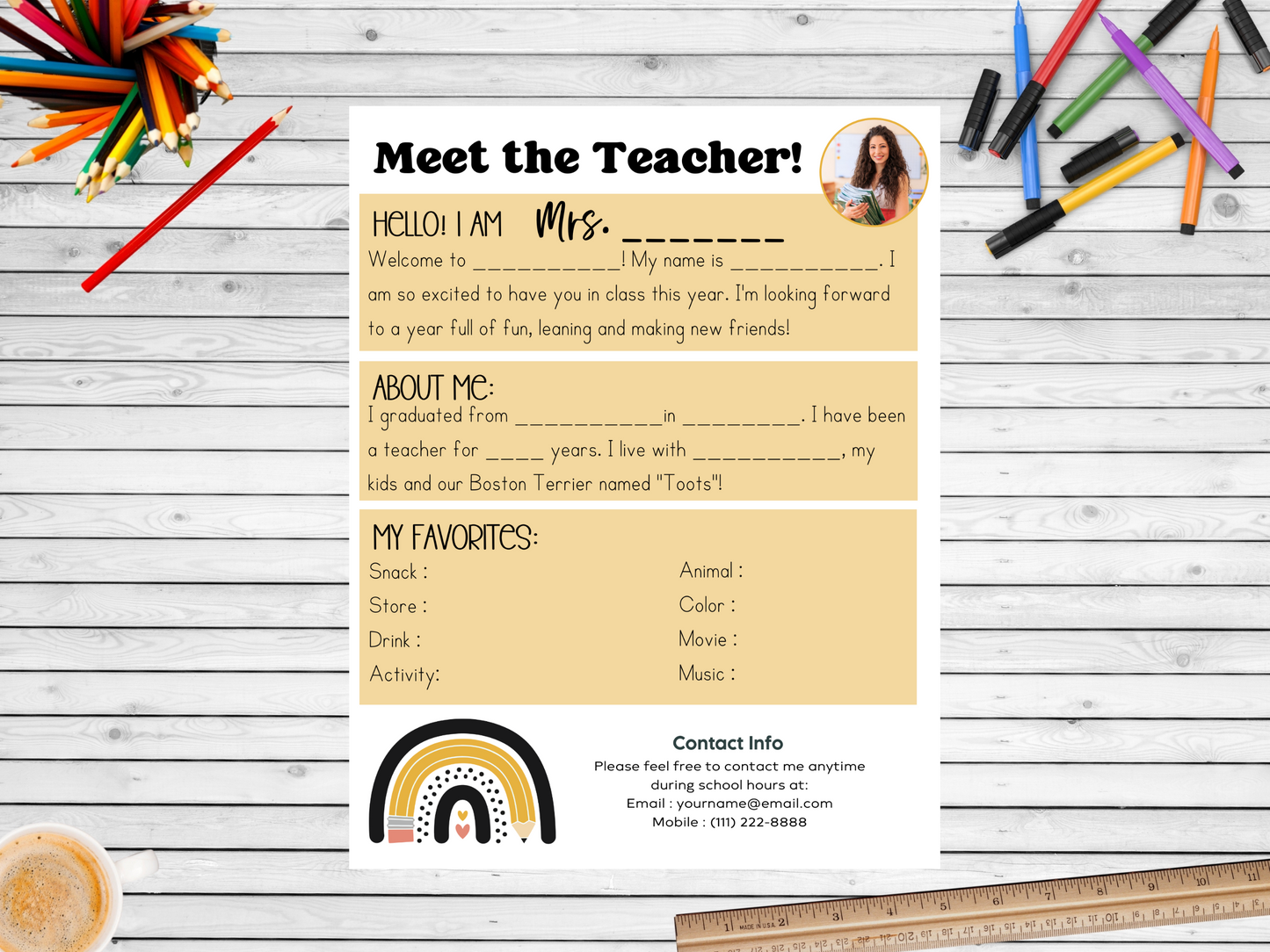 Meet the Teacher Letter Template - Rainbow