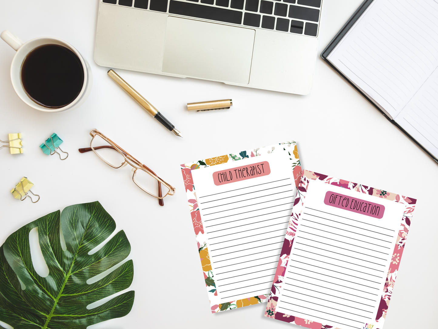 Floral Professional Title Notepads