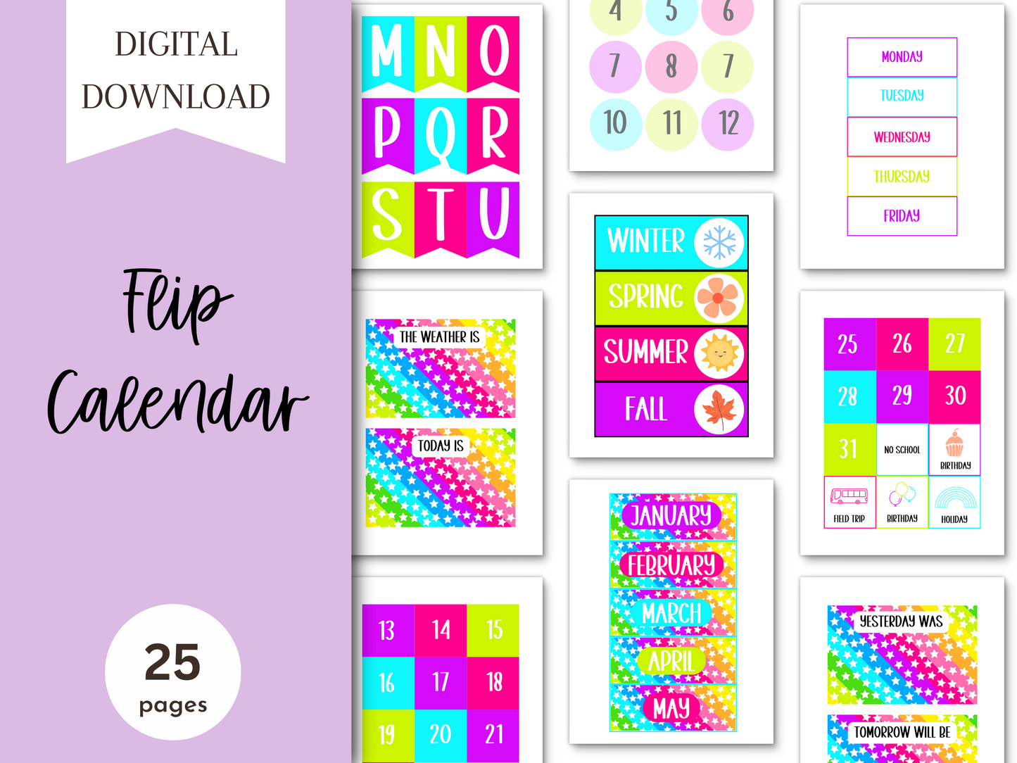 Bright Stars Classroom Flip Calendar