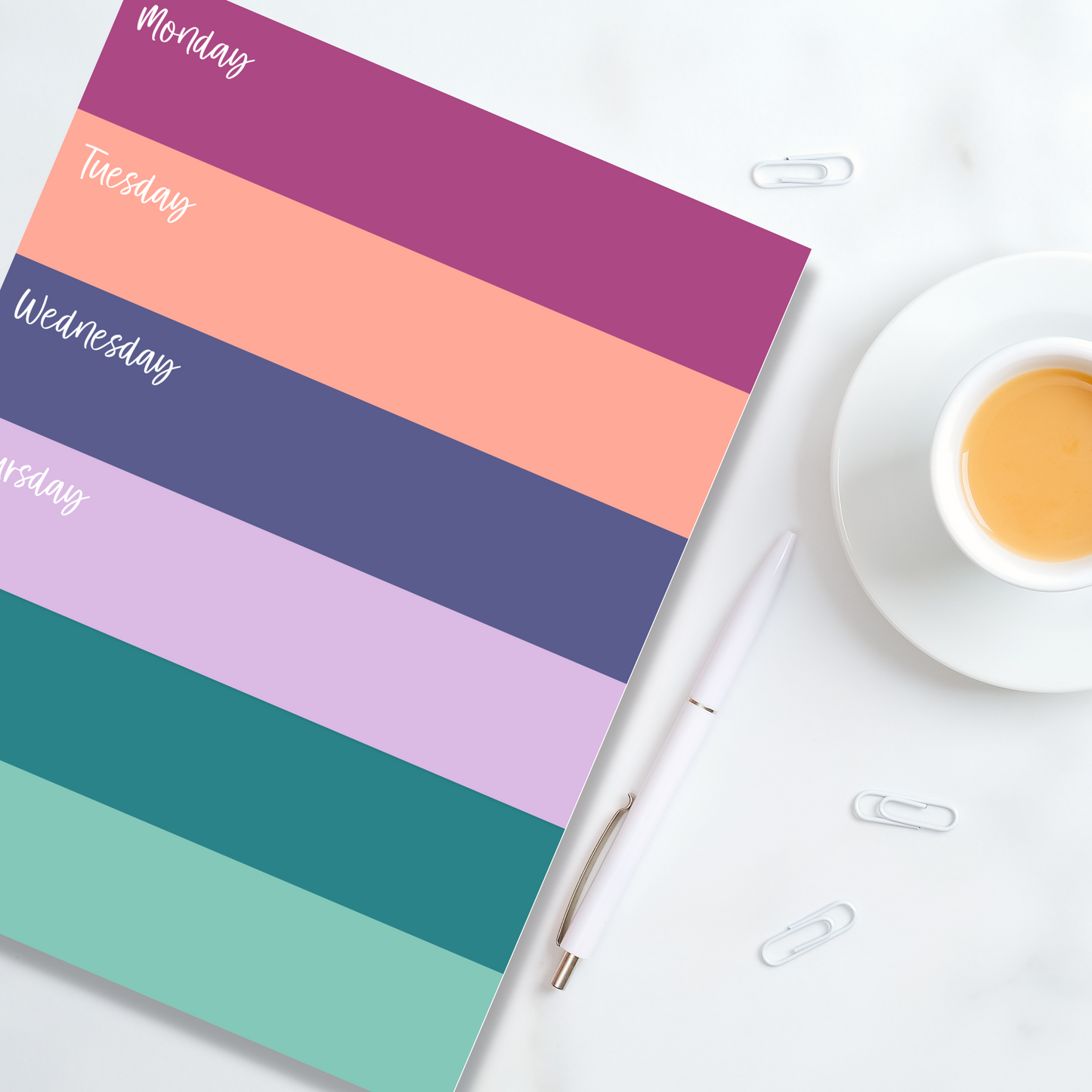 Muted Rainbow Weekly Planner Notepad (8.5 x 11)