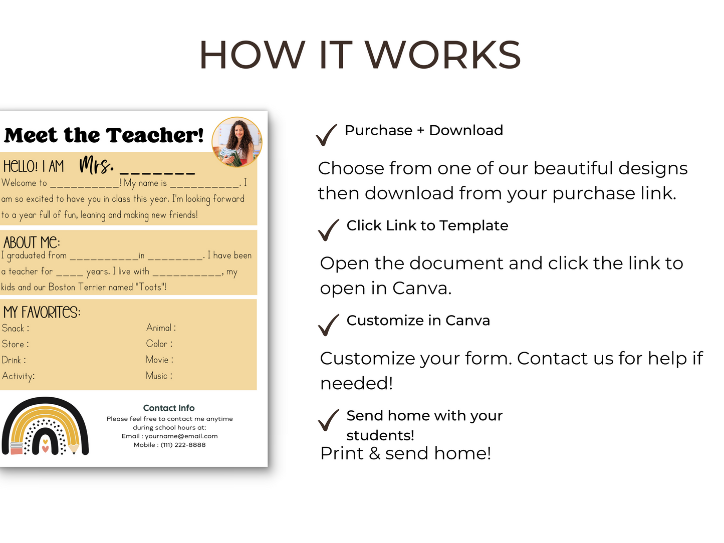 Meet the Teacher Letter Template - Rainbow