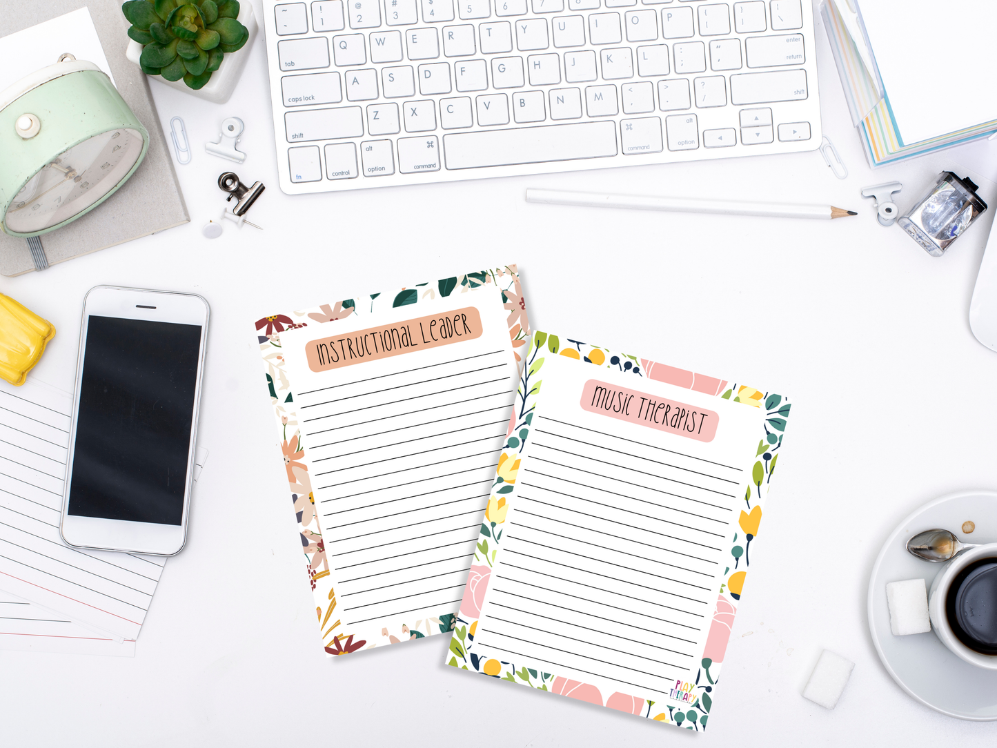 Floral Professional Title Notepads