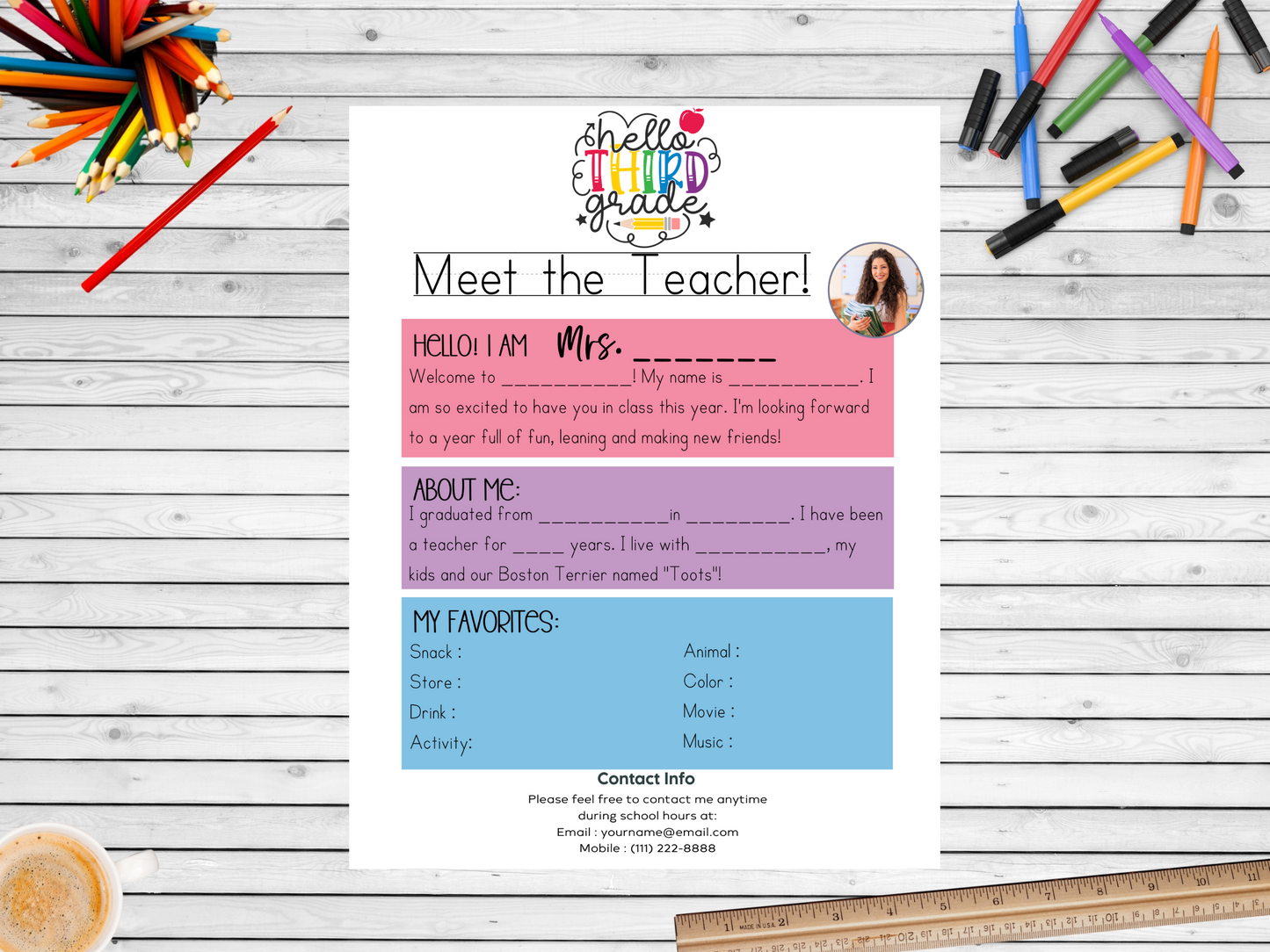 Meet the Teacher Letter Template - Grades