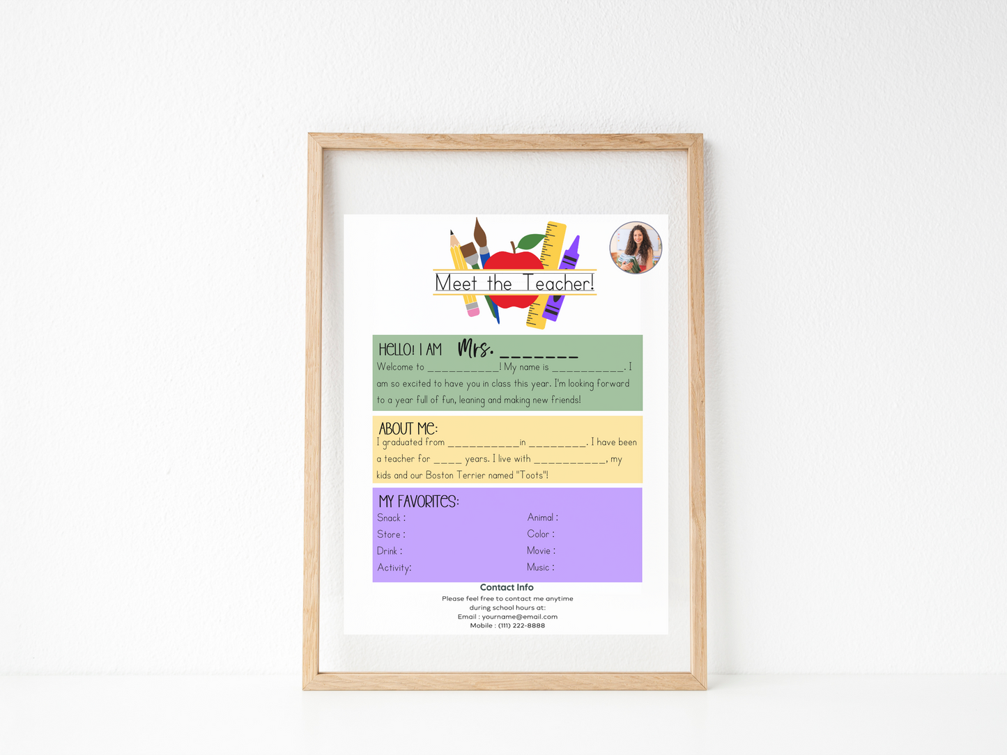 Meet the Teacher Letter Template - Supplies
