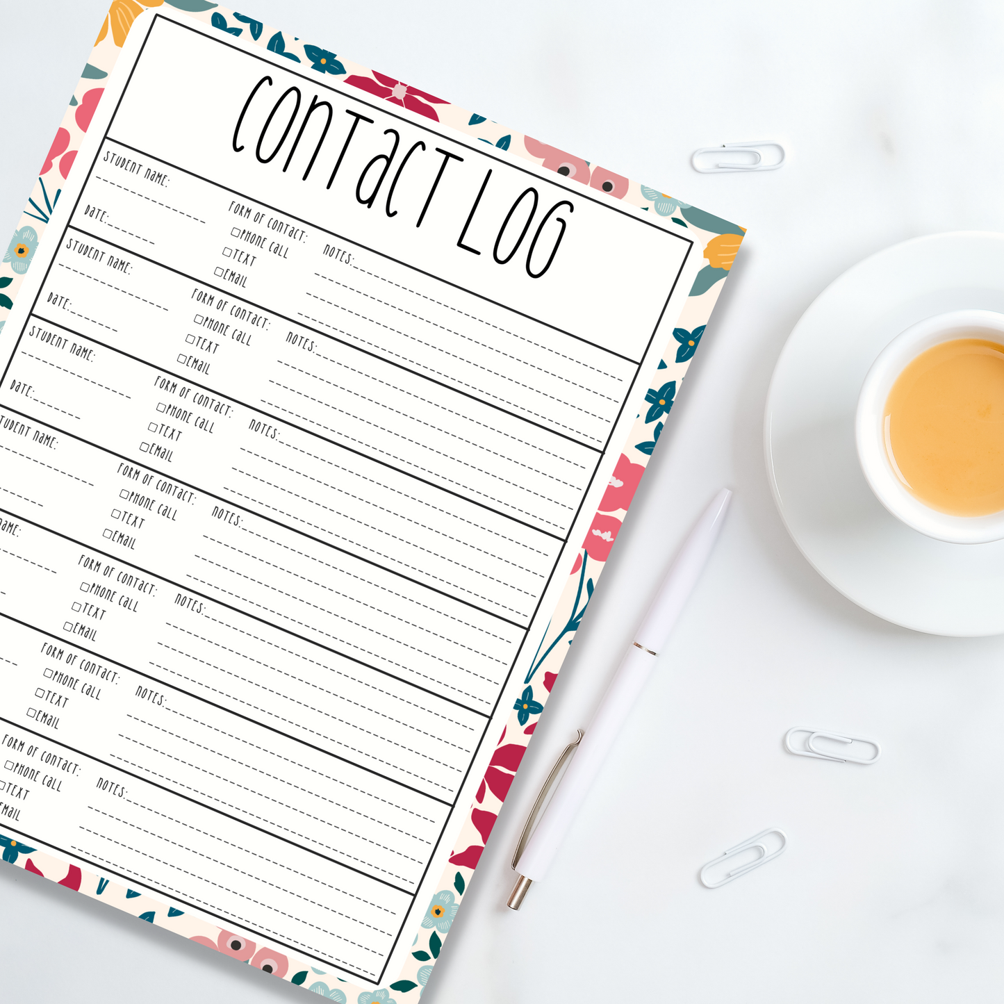 Contact Log Notepads (8.5 x 11)