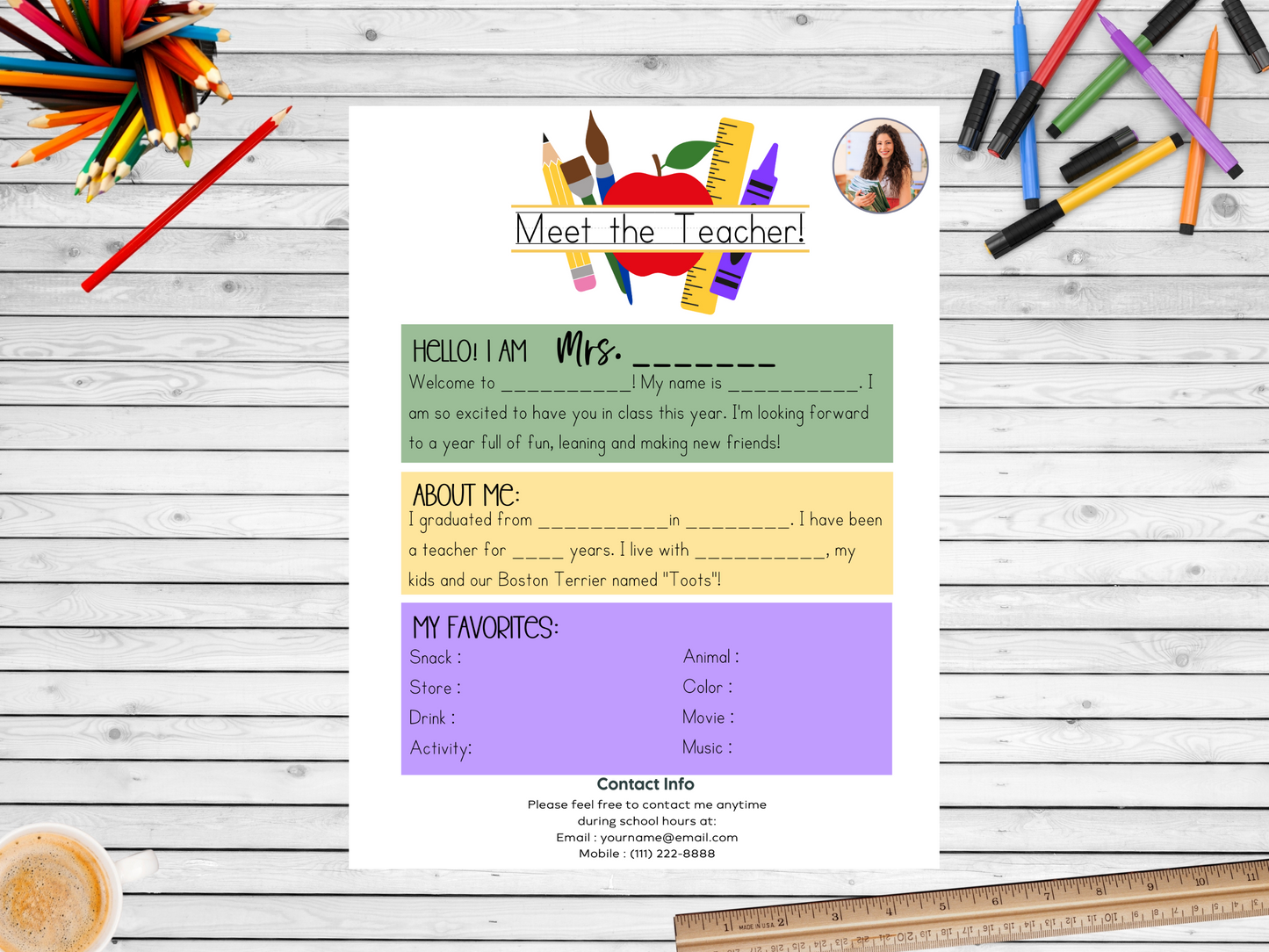 Meet the Teacher Letter Template - Supplies