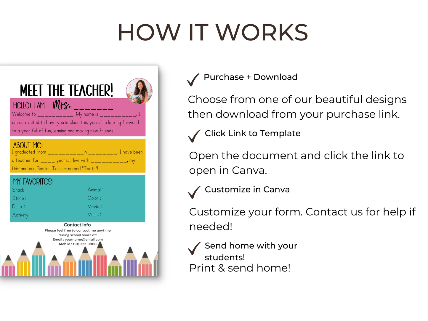 Meet the Teacher Letter Template - Pencils